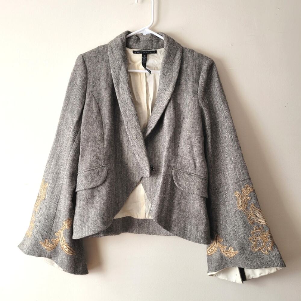 Robert Rodriguez Gray Jacket with Gold Embroidery